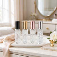 Flacon pulvérisateur de parfum en verre transparent gaufré de 10 ml, avec bouchon métallique personnalisé, atomiseur cosmétique portable rechargeable vide avec pompe