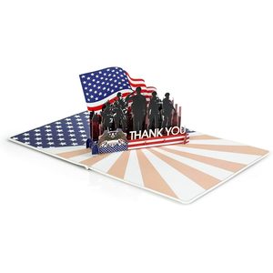 Tarjeta de Agradecimiento Patriótica Pop-Up con Laminación Brillante de 4 Colores, Diseño 3D de Soldados Militares y Bandera Americana para el Día de los Veteranos y el Día de los Caídos - Product Image 3