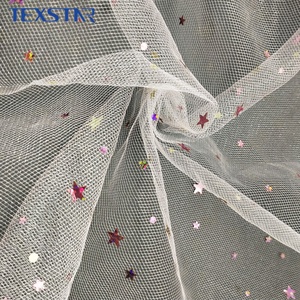 Tissu en tulle à paillettes étoiles et points, en polyester doux et écologique, pour robes de mariée et tutus - Product Image 3