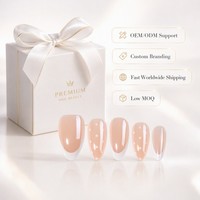 YD13 Kaixin Factory Faux ongles à presser réutilisables longueur française, 30 pièces, motif pois, forme amande, vente en gros pour fournisseurs d'articles de nail art