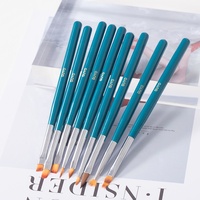 Juego de 15 pinceles para decoración de uñas con mango azul lago, de nailon, para pintura, dibujo y delineado de gel UV, venta al por mayor