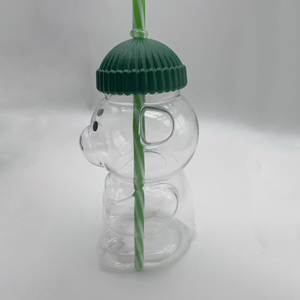 16oz phim hoạt hình gấu nước giải khát cốc Gấu Chai nước trái cây với nắp nắp màu xanh lá cây - Product Image 5