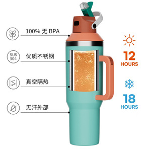 Qianchuan 40oz Stainless Steel Insulated Tumbler Double Wall Vacuum Cup With Handle For Travel - Product Image 2