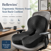 Coussin en mousse à mémoire de forme intégré Bellewins pour siège et dossier, protection du coccyx, soutien pour la position assise