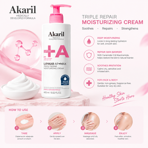 Akaril <span class=keywords><strong>Crema</strong></span> Idratante Riparatrice Tripla 400ml con Niacinamide, Burro di Karité e Ceramide 3 per Pelli <span class=keywords><strong>Molto</strong></span> Secche e Sensibili, Uso Quotidiano - Product Image 4