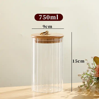 Vente chaude Cuisine Stockage Bocaux En Verre Ensemble Verre Conteneur De Stockage Des Aliments Bocaux Ensemble avec Bambou En Bois Couvercles pour Le Stockage