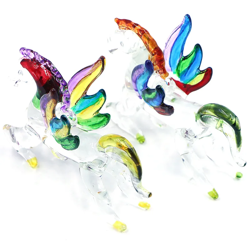 Wholesale Miniature New Style Murano Hanging Glass Painting Animal Horse Crafts Wall Art Decoration