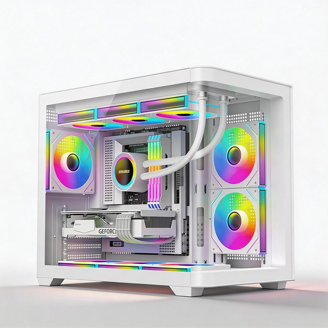 OEM Mid Tower ATX Gaming PC Case Panoramic Tempered Glass 0.6mm Aluminum Alloy 360mm Rad Support Max GPU 400mm Airflow Cooling