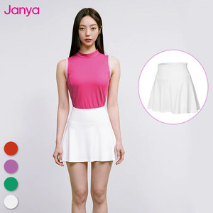 Janya kadınlar açık Badminton giyim spor seti renk engelleme yüksek boyun Tank Top + 2 in 1 cep etek Golf tenis seti - Product Image 6