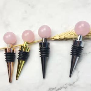 Wine Stoppers Metal Rose Quartz Ball Top Sealing Bottle Stopper For Wine Bottles Household Kitchen Use - Product Image 1