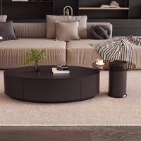 Table basse de style italien haut de gamme nordique, luxe léger, avec rangement, structure en acier inoxydable, plateau en pierre ovale moderne et minimaliste