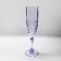 Verres à flûte à champagne en plastique dur acrylique pour animaux de compagnie jetables personnalisés en rose violet vert incassables avec tige pour mariage