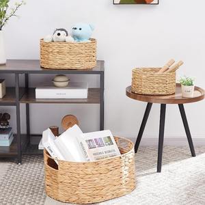 Grands paniers de rangement ronds en osier avec poignées pour cuisine, salle de bain et armoire - Paniers tissés à la main pour outils et étagères - Product Image 4