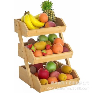 Panier de rangement multi-niveaux en bois Lu Min pour fruits, légumes et organisation de la cuisine, 2 ou 3 niveaux - Product Image 5