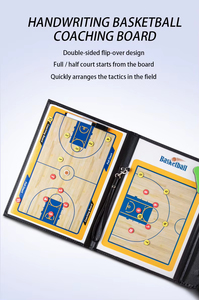 Tableau tactique de basketball portable et pliable en PU, tableau d'entraînement flexible en cuir avec stylo pour l'entraînement - Product Image 4