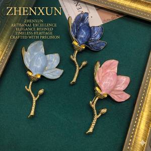 ZHENXUN Broche et Boucles d'Oreilles Fleur <span class=keywords><strong>de</strong></span> Jasmin Blanche Vintage, Broche Tridimensionnelle, Épingles en <span class=keywords><strong>Argent</strong></span>, Accessoires Bijoux, Cadeau Unisexe - Product Image 1