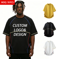 Camiseta de Hombre Personalizada ODM, Tejido de Punto Grueso de 260 g/m², Mezcla de Algodón, Corte Holgado, Costuras en Contraste Multicolor, Cuello Redondo, Estilo Urbano