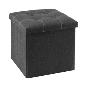 Canapés de Salon Carrés Gris Lin, Pouf de Rangement Pliable, Banc-Pouf et Poufs de Rangement pour Chambre - Product Image 2
