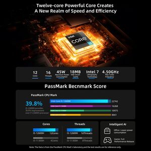 Mini <span class=keywords><strong>PC</strong></span> BMAX B8 Plus avec Windows 11, 24 Go de RAM DDR4, 512 Go de stockage, processeur Intel Core i5-12600H de pointe, prend en charge la sortie sur 3 moniteurs, prise EU - Product Image 3