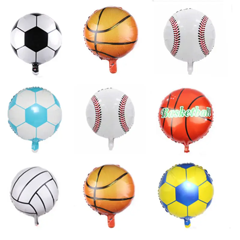 Globos de fútbol/béisbol/baloncesto/voleibol de 18 pulgadas para niños, juguetes para niños, decoración de campo y suministros de arreglo KBF514