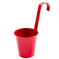 Pot de fleurs en métal coloré avec crochet amovible, seau suspendu en étain galvanisé pour garde-corps de balcon, clôture, décoration de jardin et maison
