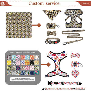 하이 퀄리티 사용자 정의 디자이너 나일론 애완 동물 하네스 조끼 럭셔리 네오프렌 개 목걸이 가죽 끈 세트 도매 공급 - Product Image 6