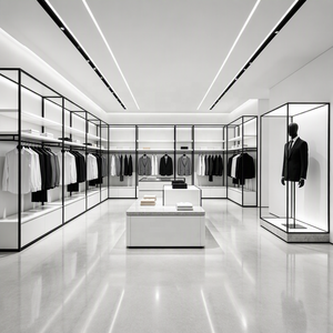 Système de présentoirs pour magasins de vêtements sur mesure, en <span class=keywords><strong>bois</strong></span> bleu et blanc, pour la vente au détail de mode - Product Image 3