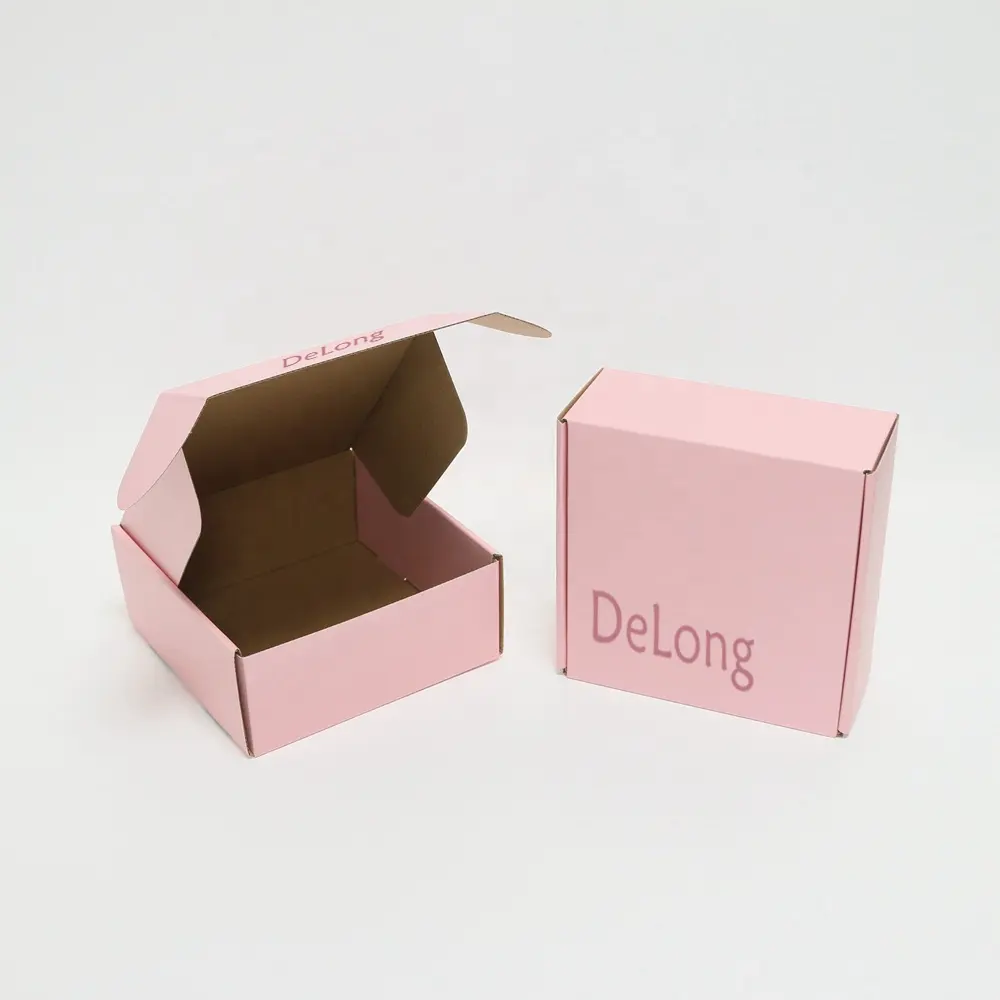 Scatole di imballaggio di spedizione rosa fantasia personalizzate scatole di spedizione postali in cartone con logo all'ingrosso con logo per l'imballaggio