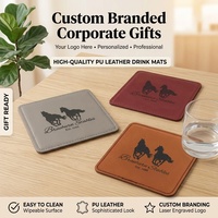 Sous-verre personnalisé en cuir PU avec gravure laser, sous-verre vierge avec logo personnalisé pour les événements d'entreprise et de mariage