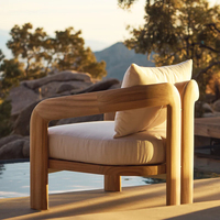 Diseño Moderno de Muebles de Patio de Lujo, Sofá Seccional para Exteriores, Muebles de Jardín, Juego de Sofás de Madera Maciza de Teca