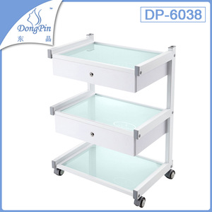 Carrito de Salón 58.7x41.4x81cm con Estante de Vidrio Templado y Ruedas para Uso en Salones de Belleza, Peluquería y Uñas - Product Image 4