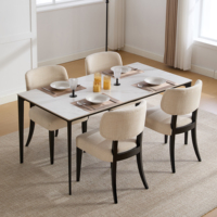 Ensemble de 4 chaises de salle à manger modernes rembourrées en tissu, style mid-century, dossier solide, meubles pour la maison