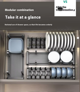 Armoires de cuisine verticales en aluminium Organisateur de <span class=keywords><strong>rangement</strong></span> Porte-vaisselle en métal Inserts de tiroir <span class=keywords><strong>pour</strong></span> le <span class=keywords><strong>rangement</strong></span> des <span class=keywords><strong>assiettes</strong></span> - Product Image 6