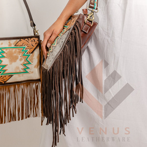 LW Women's Stylish Single Strap Cross Body Bag Genuine Leather Fringe <b>Shoulder</b> <b>Sling</b> for Girls Bohemian Style for Winter Spring - Product Image 6