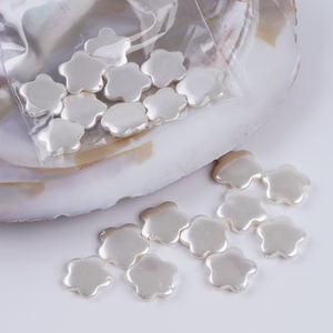 Manik-manik cangkang longgar bentuk bunga/persegi/gigi untuk pembuatan perhiasan 10 buah/tas - Product Image 5