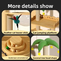 Arbre à chat en bois, style campagnard, pour petit appartement, peu encombrant, avec étagères, cabane et nid