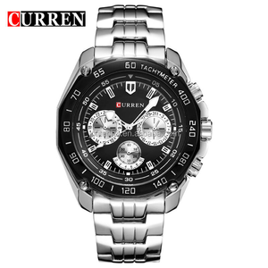 Reloj de Pulsera CURREN 8077 de Lujo para Hombre, Reloj de Cuarzo Analógico, Estilo Ejecutivo Clásico y Moderno, Cronógrafo, Acero Inoxidable, Silicona - Product Image 1