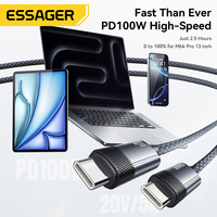 ESSAGER ES-X72 Usb pengisian daya, kabel Data Tipe C ke Tipe C Pijat 2 in 1 5A Pd 100W