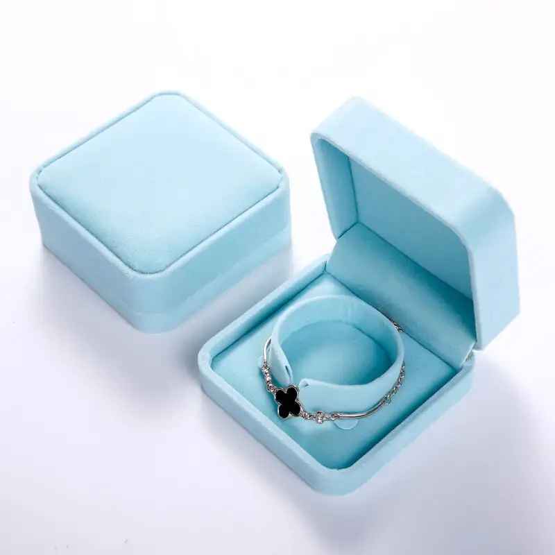 Cheap Wholesale Blue Empty Custom Made Bangle Bracelet Velvet Jewelry Gift Box