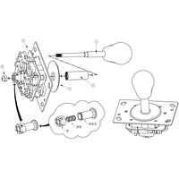 Manette d'arcade vibrante de 36 mm avec bouton en boule de cristal et volant de direction pour les jeux de poussée de pièces et les jeux de boxe