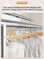 Séchoir à linge extérieur sur pied en acier inoxydable, extra-épais, avec roues robustes, pliable et télescopique pour magasins de vêtements