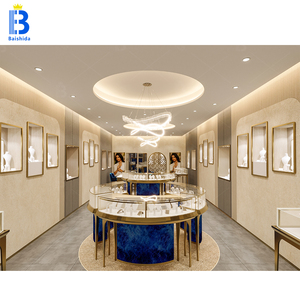 ตู้โชว์เครื่องประดับกระจก LED แบบกำหนดเอง, ตู้โชว์ทรงโค้งมน, ตู้เก็บเครื่องประดับชุดใหญ่ระดับไฮเอนด์สำหรับร้านค้า - Product Image 1