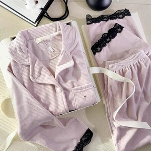 Conjunto de Pijamas de Algodón Orgánico Bordado Personalizado, Básico y Regular, de 2 Piezas, Pijamas de Lujo para Mujer, Conjuntos de Ropa de Dormir para Mujer - Product Image 1