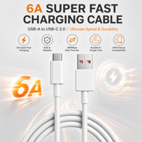 Câble TPE Écologique Premium Flexible Confident Factory, Conception Anti-Nœuds, USB-A USB-C, Charge Rapide 6A, 480 Mbps, 1M, Électronique