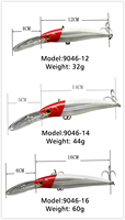 Leurre de pêche en eau profonde 12cm/14cm/16cm 60g, leurre de traîne pour thon et maquereau, hameçon triple pour rivière, lac, ruisseau