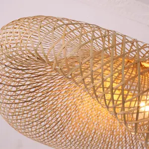 De ratán Natural de luz de techo moderna de bambú colgante Luz de mimbre lámparas