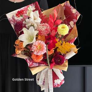 Papel de Regalo Impermeable con Diseño de Peonías, Paquete de 20 Piezas, Papel Dorado para Envolver Flores, para Floristería, Venta al Por Mayor - Product Image 6