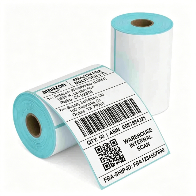Custom Rectangular Waterproof Paper Labels | Direct Thermal & Thermal Transfer Compatible for Logistics