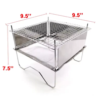Grille de cuisson extérieure portable en acier inoxydable 304, foyer, mini barbecue pliable pour le camping