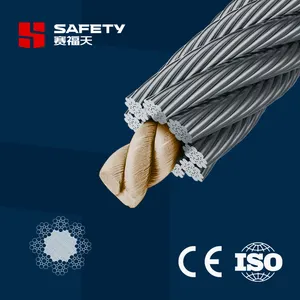 Custom Low Moq Polymer Rope Core Right Cross Twist 12Mm 8*19W-Fc Elevator Wire Ropes